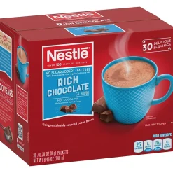 Cocoa<Nestle No Sugar Added Rich Chocolate Hot Cocoa, 0.28 oz, 30/Box (NES61411)