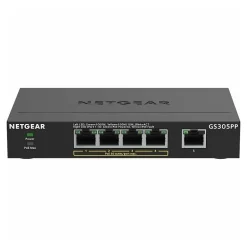 Netgear GS305PP 5-Port Gigabit Ethernet PoE+ Unmanaged Switch, Black (GS305PP-300NAS)* Ethernet Switches & Splitters