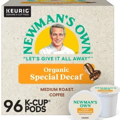 Keurig K-Cups<Newman's Own Organic Special Decaf Coffee Keurig K-Cup Pod, Medium Roast, 96/Carton (4051CT)