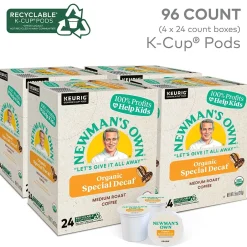 Keurig K-Cups<Newman's Own Organic Special Decaf Coffee Keurig K-Cup Pod, Medium Roast, 96/Carton (4051CT)