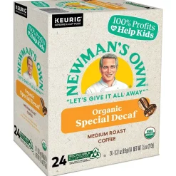 Keurig K-Cups<Newman's Own Organics Special Decaf Coffee, Medium Roast, 0.31 oz. Keurig® K-Cup® Pods, 24/Box (4051)