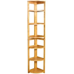 Hot Flip Flop 5 Shelf 67"H Corner Folding Bookcase, Medium Oak (FFC6712MO) Bookcases