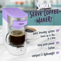 Coffee Makers<Nostalgia MyMini 2-Cups Single Serve Coffee Maker, Lavender (NMPCCPGC1LVS)