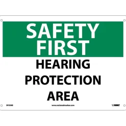 Social Distance Signage<National Marker Notice Signs; Safety First, Hearing Protection Area, 10X14, .040 Aluminum