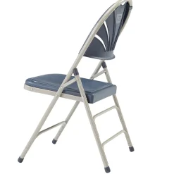 NPS 1100 Series Deluxe Fan Back With Triple Brace Double Hinge Folding Chair, Dark Blue, 4 (1115/4) Folding & Stacking