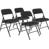 NPS 2300 Series Fabric Padded Triple Brace Double Hinge Premium Folding Chairs, Midnight Black/Black, 4 Pack (2310/4) Folding & Stacking