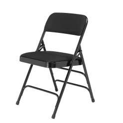 NPS 2300 Series Fabric Padded Triple Brace Double Hinge Premium Folding Chairs, Midnight Black/Black, 4 Pack (2310/4) Folding & Stacking