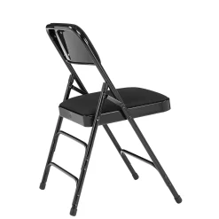 NPS 2300 Series Fabric Padded Triple Brace Double Hinge Premium Folding Chairs, Midnight Black/Black, 4 Pack (2310/4) Folding & Stacking