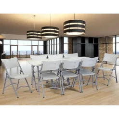 Discount NPS Heavy Duty Fold-in-Half Table, 30 x 72, Speckled Gray (BMFIH30721) Folding Tables