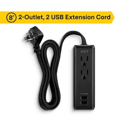 Extension Cords<NXT Technologies ™ 8' Extension Cord, 2-Outlet, Black (NX56820)