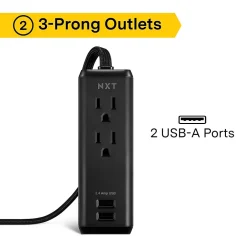 Extension Cords<NXT Technologies ™ 8' Extension Cord, 2-Outlet, Black (NX56820)