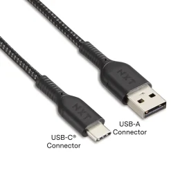 NXT Technologies ™ 4 Ft. Braided USB-C to USB-A Cable, Black (NX60473)