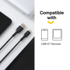 NXT Technologies ™ 4 Ft. Braided USB-C to USB-A Cable, Black (NX60473)