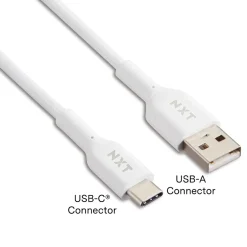 NXT Technologies ™ 4 Ft. Braided USB-C to USB-A Cable, White (NX60474)
