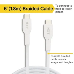 NXT Technologies ™ 6 Ft. Braided USB-C Cable, White (NX60470)