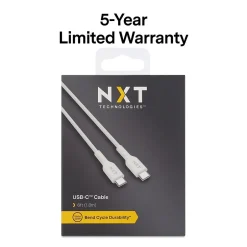 NXT Technologies ™ 6 Ft. Braided USB-C Cable, White (NX60470)