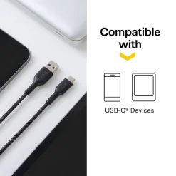 NXT Technologies ™ 6 Ft. Braided USB-C to USB-A Cable, Black (NX60471)