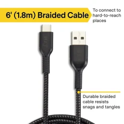 NXT Technologies ™ 6 Ft. Braided USB-C to USB-A Cable, Black (NX60471)