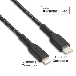 NXT Technologies ™ 4 Ft. Braided USB-C to Lightning Cable for iPhone/iPad/iPod touch, Black (LBA020-4BKST)