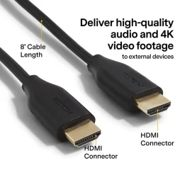 Hdmi Cables<NXT Technologies ™ 8' HDMI 4K Audio/Video Monitor Cable, Male to Male, Black (NX29739)
