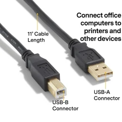 Usb Cables<NXT Technologies ™ 11' USB B to USB A Printer Cable, Male to Male, Black (NX29930)