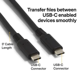 Usb Cables<NXT Technologies ™ 3' USB C, Black (NX56854)