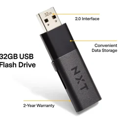 NXT Technologies ™ 32GB USB 2.0 Type A Flash Drive, Black (NX27989-US/CC)* Usb Flash Drives