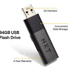 NXT Technologies ™ 64GB USB 3.0 Type A Flash Drive, Black, 4/Pack (NX56889-US/CC)* Usb Flash Drives
