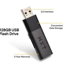 NXT Technologies ™ 128GB USB 3.0 Type A Flash Drive, Black (NX27998-US/CC)* Usb Flash Drives