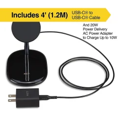 NXT Technologies ™ Magnetic Wireless Charging Stand with USB-C Cable for iPhone 12/13, Black (NX60458)