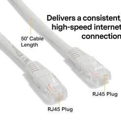 Ethernet Cables<NXT Technologies ™ NX56841 50' CAT-6 Cable, Gray