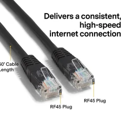 Ethernet Cables<NXT Technologies ™ NX29777 50' CAT-6 Cable, Black