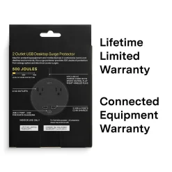 Surge Protectors & Power Strips<NXT Technologies ™ 2-Outlet Plus USB Surge Protector, 5' Cord, 500 Joules (NX61428)