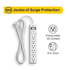 Surge Protectors & Power Strips<NXT Technologies ™ 6-Outlet Surge Protector, 8' Cord, 900 Joules (NX54314)