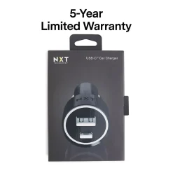 NXT Technologies ™ Universal 2-Port USB-C and USB-A Car Charger, Black (NX54336)