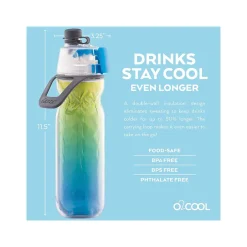 Water Bottles<O2COOL Elite Mist ‘N Sip Water Bottle, Ombre Blue, 20 Oz. (HMLDP07 OMB)