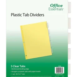 Avery Office Essentials Insertable Paper Dividers, 5 Tabs, Clear (11466) New