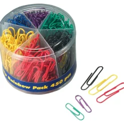 Officemate Assorted Sizes Paper Clips, Assorted Colors, 450 Clips/Pack (97227) Sale