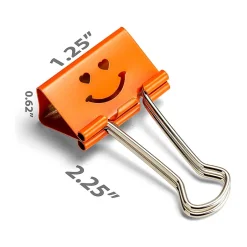 Officemate Smiling Face Medium Binder Clips, Assorted Colors, 36 Clips/Pack (31095) Clearance