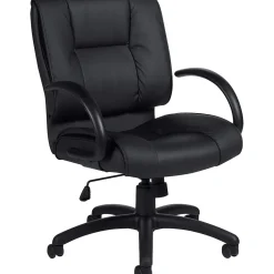 Luxhide Executive Mid-Back Chair, Bonded Leather, Black (OTG2701BL20) Office Chairs
