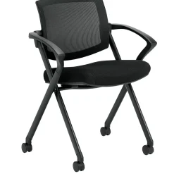 Clearance Mesh Flip Seat Nester with Arms, Black (OTG11340B) Folding & Stacking