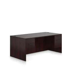 Hot Superior Laminate Double Pedestal Desk, BBF/FF, American Mahogany, 29 1/2"Hx71"Wx36"D Office Desks