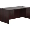 Discount Superior Laminate Double Pedestal Desk, Box/File, American Mahogany, 29.5"Hx71"Wx36"D Office Desks