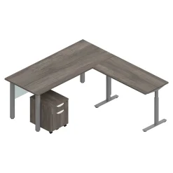 Discount Superior Laminate 71" L-Shaped Desk with Mobile Pedestal, Artisan Gray (TDOTG21-AGL) L-Desks