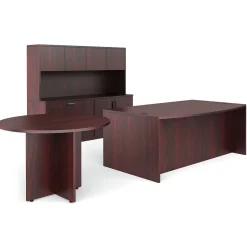 Hot Offices to Go Superior Lam Bundle 8, American Mhgny Lam, 71" W x 143"L x 29.5"H/71"H, 42"L/W Office Desks