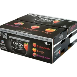 Fresh Groceries<OIKOS Triple Zero Variety Yogurt, 5.3 oz., 18/Pack (01955)