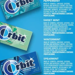 Gum & Mints<Orbit Variety Box Sugar Free Gum, Assorted Flavors, 12.8 oz., 252 Pieces/Pack, 18/Pack (220-00568)