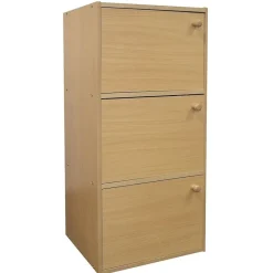 Clearance ® Home Decorators Collection 3-Level Rubberwood Bookshelf with Doors, Natural Bookcases