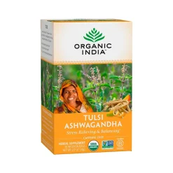Tea<Organic India Decaf Tulsi Ashwagandha Tea Bags, 18/Box (801541514861)