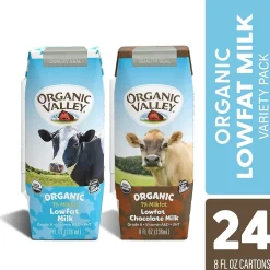 Milk & Creamer<Organic Valley Aseptic Single Serve Milk Variety Pack, 8 Oz, 24/Pack (600-00724)